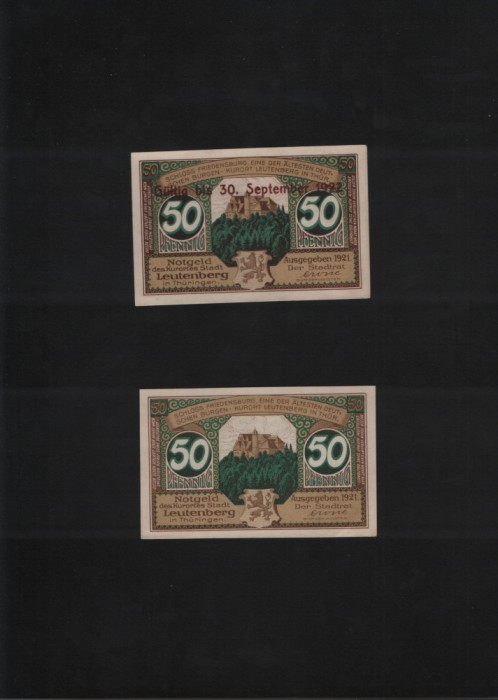 Set Notgeld 2 x 50 pf Leutenberg 1921+1922