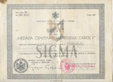 BREVET &quot;MEDALIA CENTENARULUI REGELUI CAROL I&quot;, Cancelar GRIGORE GAFENCU, 1939