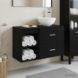 Cumpara ieftin Set dulap baie 2 buc. Stejar Negru 79,5 x 35 x 80 cm