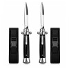 Set doua cutite cu lamă tip stiletto automate DEPOX&reg;, m&acirc;ner negru, 27 cm, cu husă inclusa