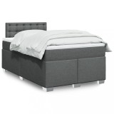 VidaXL Pat box spring cu saltea, gri &icirc;nchis, 120x200 cm, textil 3288170