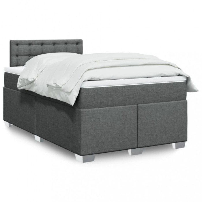 vidaXL Pat box spring cu saltea, gri &icirc;nchis, 120x200 cm, textil 3288170