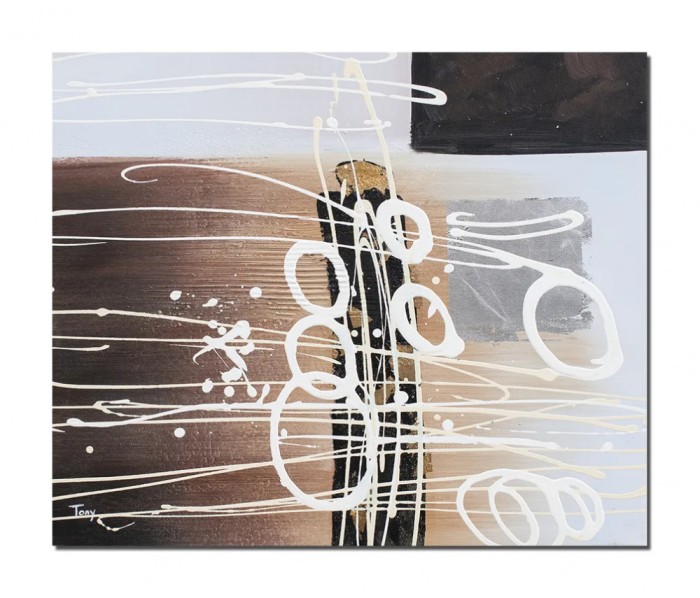 Tablou abstract pictat manual birou, hol, living, Cosmic, 60x50cm ulei pe panza in relief, gata de agatat pe perete