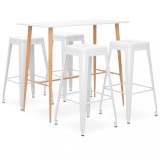 VidaXL Set mobilier de bar, 5 piese, alb