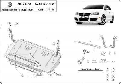 Scut motor metalic VW Jetta 1.2, 1.4TSI si 1.6TDI 2009-2011 foto