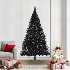 vidaXL Pom de Crăciun artificial pre-iluminat Negru 210 cm PVC 3397155