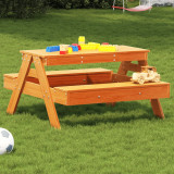 Masă Picnic Copii Lemn Masiv Pin vidaXL 88x97x52 cm Maro, 2-8 Ani, Exterior, Grădină, Terasa