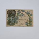 Carte Postala tematica florala reliefata, circulata Bocsa Montana 1911, timbru / Caras / Banat / Romania