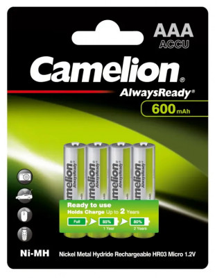 Baterie Reincarcabila Camelion AAA LR3 Acumulatori Preincarcati Ni-MH 1.2V 600mAh Blister 4 Solar foto