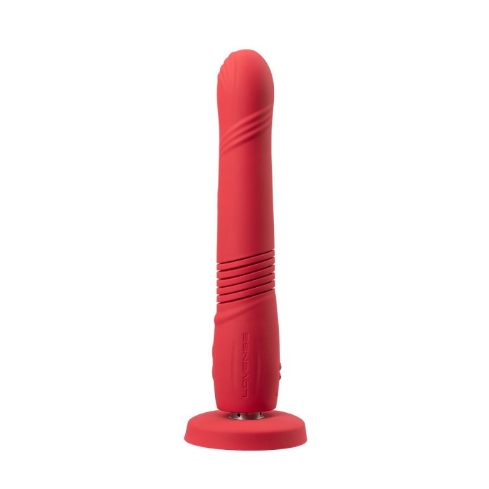 Vibrator Gravity Thursting Lovense, Bluetooth Control, Free App, Silicon, Rosu, 25.9 cm