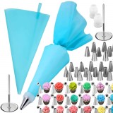 Set ornare prajituri, Silicon/Inox 38 piese, Multicolor