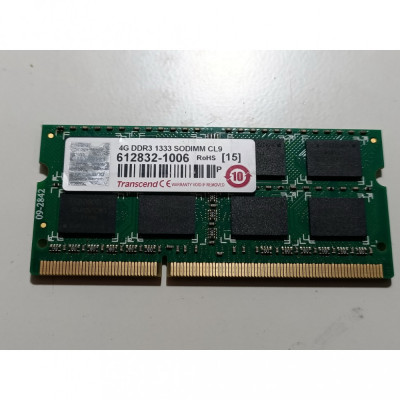 Memorie Laptop Transcend 4GB DDR3 PC3-10600S 1333Mhz CL9 foto