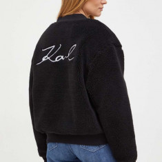 Karl Lagerfeld hanorac din amestec de lana culoarea negru, neted