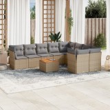 vidaXL Set canapele de grădină cu perne, 10 piese, bej, poliratan