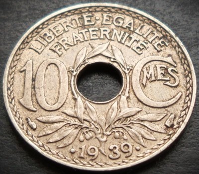 Moneda istorica 10 CENTIMES - FRANTA, anul 1939 * cod 1058 foto