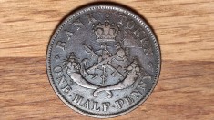 Bank of Upper Canada (provincie) -raritate - 1/2 half penny token 1854 - superb! foto