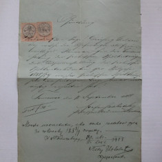 Rar! Document Timisoara in limba maghiara din 1888/9 cu timbre fiscale rare