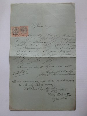 Rar! Document Timisoara in limba maghiara din 1888/9 cu timbre fiscale rare foto