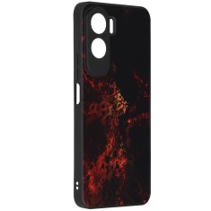 Husa telefon compatibila honor 90 lite, glass spate din sticla securizata, red nebula foto