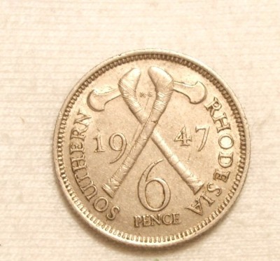 RHODESIA 6 PENCE 1947 foto