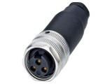 Conector 7/8" mufă, 3 pini, drept, IP67, 12A, 300V