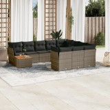 vidaXL Set canapele de grădină cu perne, 11 piese, gri, poliratan 3223848