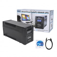 Aproape nou: UPS SilverCloud SafePC 650AVR putere 360W ecran LCD software monitori foto