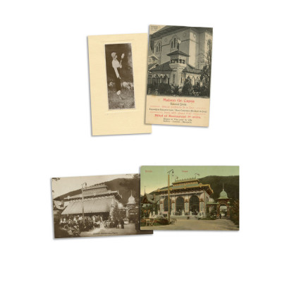 Casa Capșa, trei fotografii tip carte poștală + meniu foto
