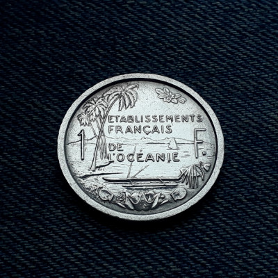 3e - 1 Franc 1949 Oceania /ETABLISSEMENTS FRAN&amp;Ccedil;AIS/Polinezia Franceză / an unic foto