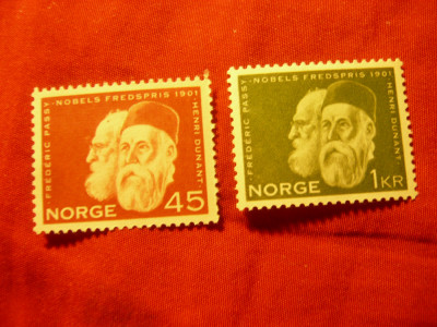 Serie Norvegia 1961 - 60 Ani Premiul Nobel, 2 valori foto