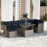 Gossi set canapele gradina cu perne 7 piese gri poliratan/lemn acacia