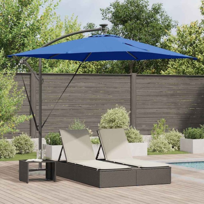 vidaXL Parasol banana cu brațe albastru 249 x 249 x 250 cm 42003404