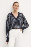 BOSS pulover de lana femei, culoarea albastru marin, light, 50521913
