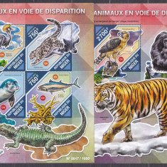 DB1 Fauna Niger Urs Alb Tigru Gorila Leopard de Zapada tiraj 1000 MS + SS MNH