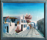 Peisaj din Mykonos - tablou pictat şi semnat, Peisaje, Acrilic, Altul
