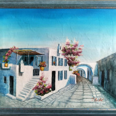 Peisaj din Mykonos - tablou pictat şi semnat
