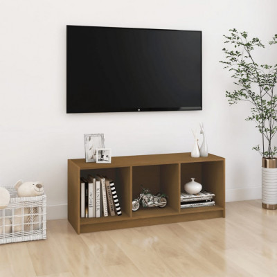 vidaXL Comodă TV, maro miere, 104x33x41 cm, lemn masiv de pin foto