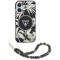 Husa pentru iPhone 16 - Guess IML Palm Trees Triangle with Pearl Strap MagSafe (GUHMP16SHPCTPLSK) - Black
