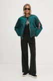 Alpha Industries geaca femei, culoarea turcoaz, de iarna, oversize, 148004