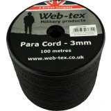 Web-Tex cordelina paracord, 3 mm, 100 m, negru
