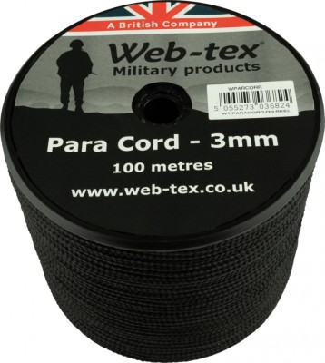 Web-Tex cordelina paracord, 3 mm, 100 m, negru foto
