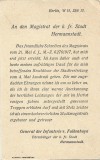 A3042N Generalul german Erich von Falkenhayn, cetățean de onoare al orașului Sibiu, mulțumește magistratului orașului Sibiu pentru onoarea făcută 1917