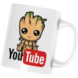 Cana alba personalizata "Baby Groot Youtube Youtuber", INOVATIX&reg;. 330ml