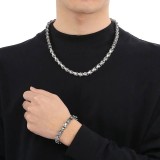 Set Lant si Bratara Barbati, Otel Inoxidabil, Model Versace, Argintiu Stil