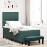 Cumpara ieftin Pat cu arcuri cu headboard Verde inchis 200 x 90 cm Catifea