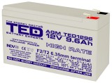 Acumulator UPS 12V 9.6Ah TED Battery Experts AGM VRLA, borne late 6.3mm, 151x65x95mm