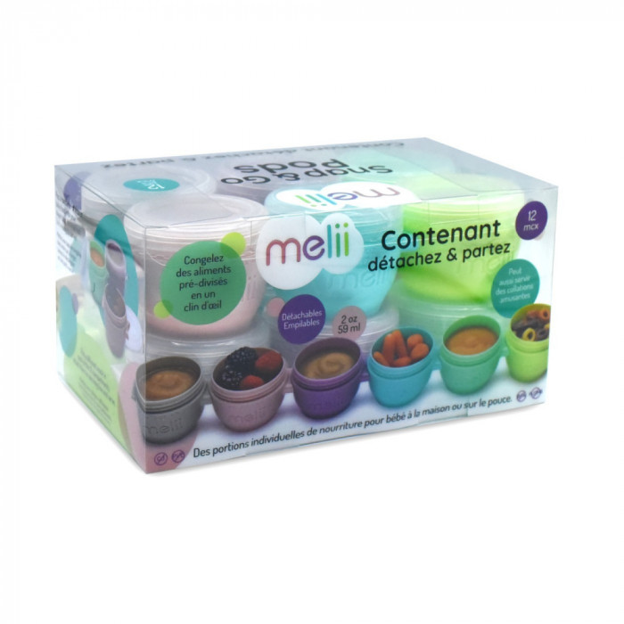 SET 12 RECIPIENTE SILICON SNAP&amp;GO, MELII, 59 ML