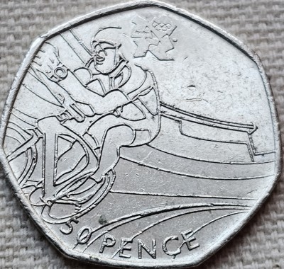 50 pence 2011 Marea Britanie, Cycling, 2012 Summer Olympics, London, km#1169 foto