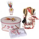 Set costumas rochita nationala, trusou botez, cutie trusou si lumanare, decor