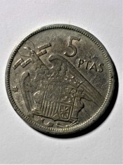 SPANIA - 5 PESETAS 1957 / Moneda batuta in &#039;65 - Spania franchista (314)